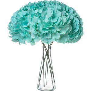 Hydrangea Silk Fake Flowers Heads with Stems, Pack of 10 Full Artificial Flowers
